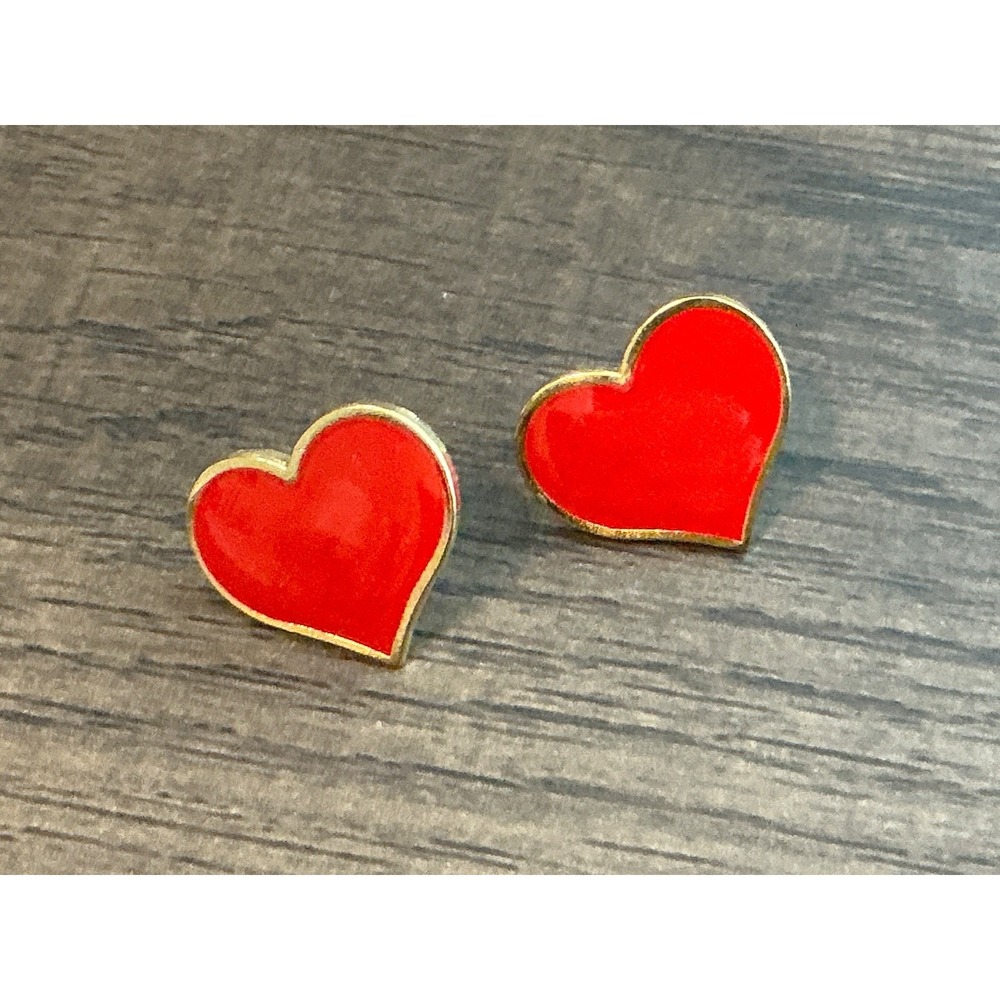Hallmark Red Heart Vintage Earrings 3/4 inch Valentines Anniversary Love